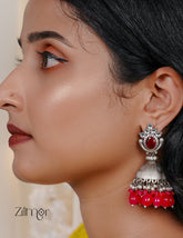 FS101585 - Silver Jumkha Earrings (color option) 2-Zilmor